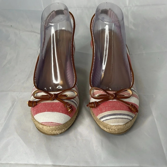 G.H. BASS & CO Kim Stripe Wedge Espadrille  Slingback Linen Coastal Beachy 9 - Picture 6 of 16